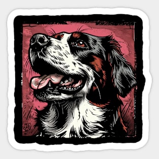 Retro Art Brittany Spaniel Dog Lover Sticker